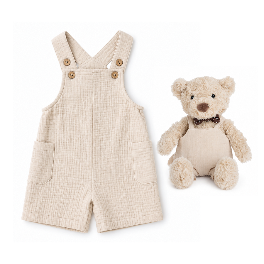 JBØRN Personalised Teddy & Matching Baby Dungarees | Baby Boy Gift Set 6-12 months - Personalisable Baby Products Sold and Personalised by JustBørn