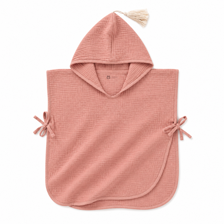 JBØRN Organic Cotton Muslin Hooded Poncho Muslin Poncho | Powder Blush - Personalisable Baby Products Sold and Personalised by JustBørn