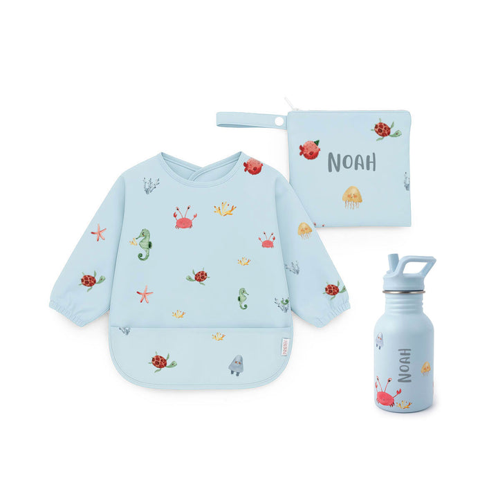 JBØRN First Birthday Gift | Personalised Water Bottle & Matching Sleeved Bib - Personalisable Baby Products Sold and Personalised by JustBørn