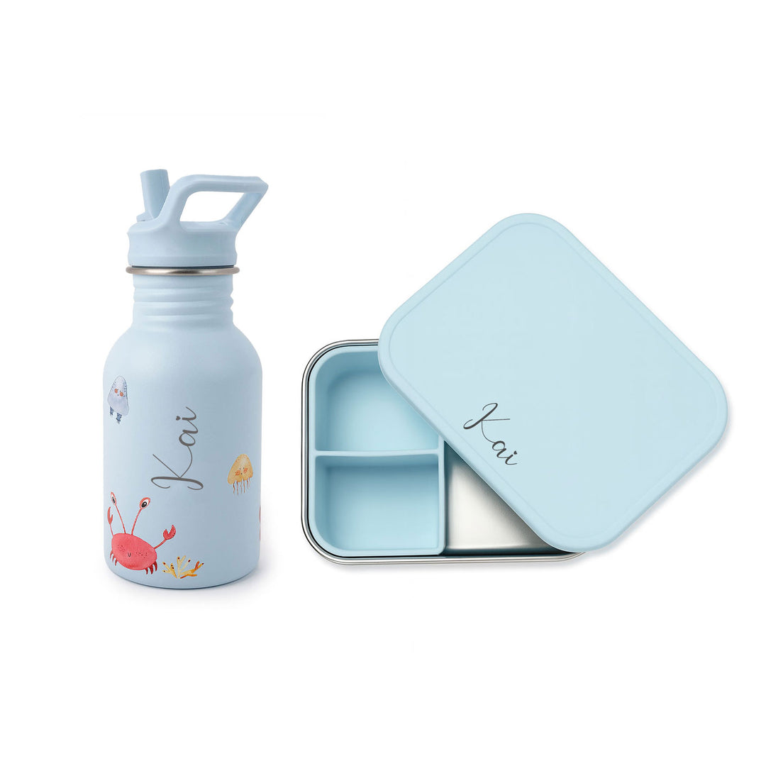 JBØRN Personalised Water Bottle & Lunch Box Set - Personalisable Baby Products Sold and Personalised by JustBørn