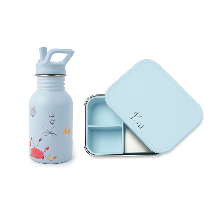 JBØRN Personalised Water Bottle & Lunch Box Set - Personalisable Baby Products Sold and Personalised by JustBørn