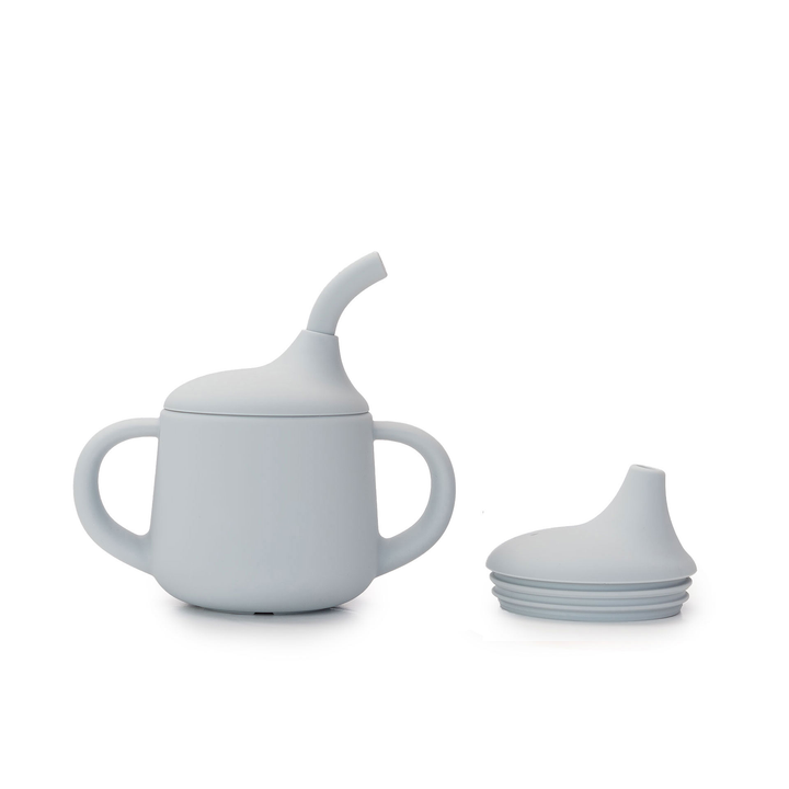 JBØRN 3-in-1 Drinking Cup | Baby Sippy Cup Powder Blue 3 Way Cup - Personalisable Baby Products Sold and Personalised by JustBørn
