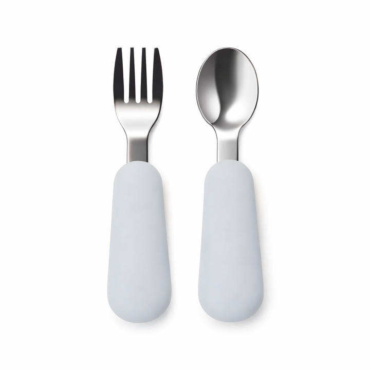 JBØRN Stainless Steel Cutlery Set Powder Blue - Personalisable Baby Products Sold and Personalised by JustBørn