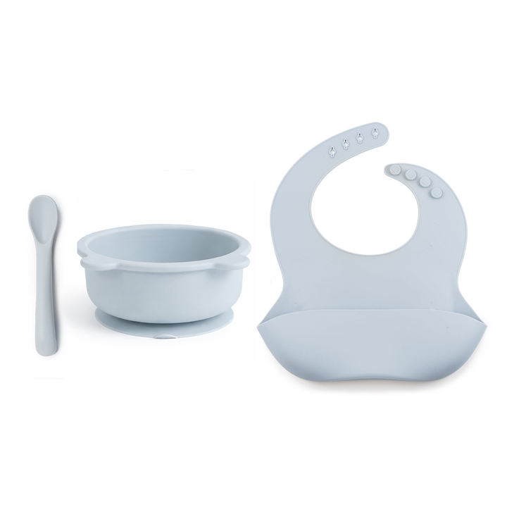 JBØRN Baby Weaning Basic Gift Box Powder Blue - Personalisable Baby Products Sold and Personalised by JustBørn