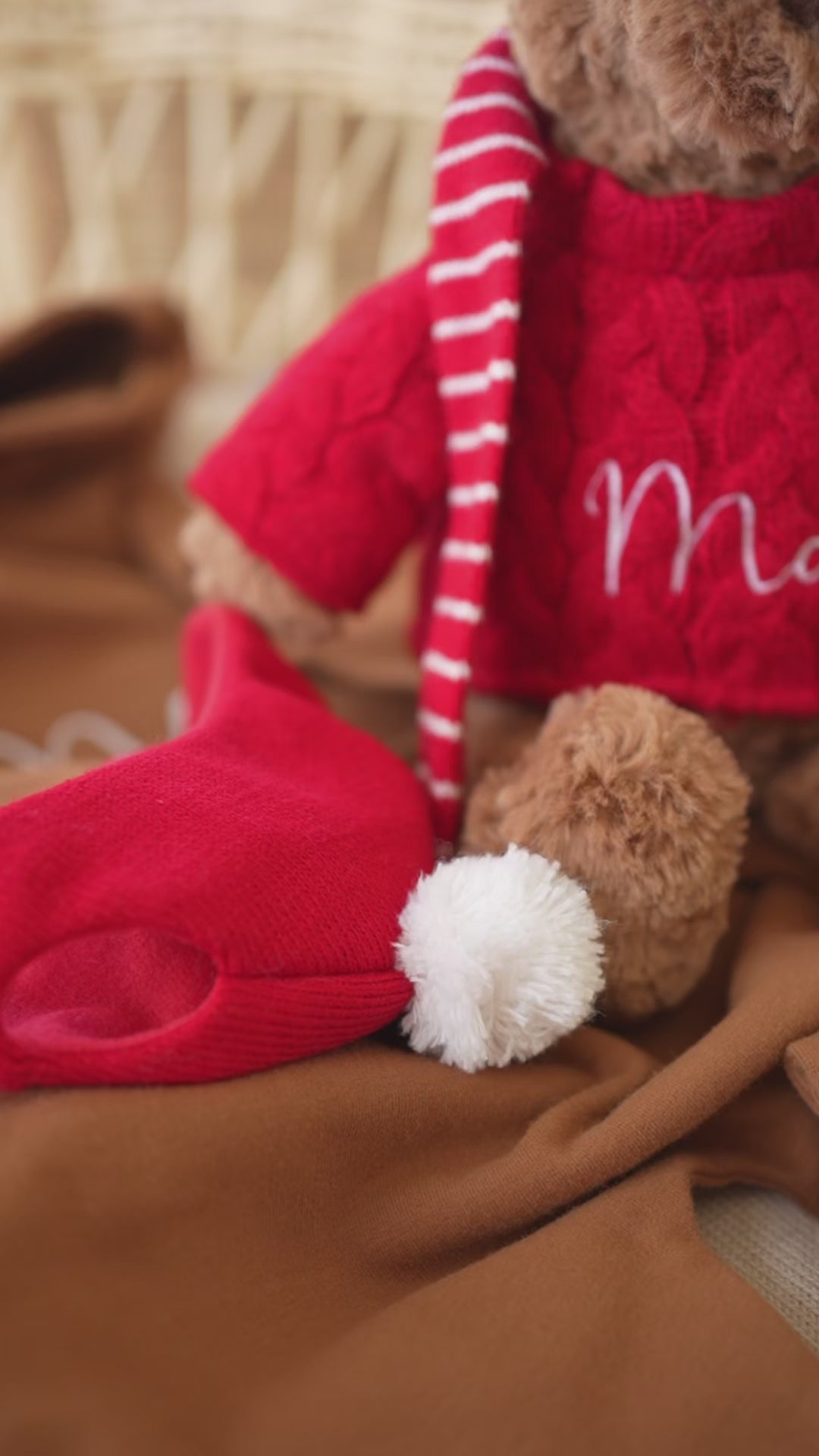 JBØRN Christmas Teddy Bear Soft Toy with Personalized Festive Outfit