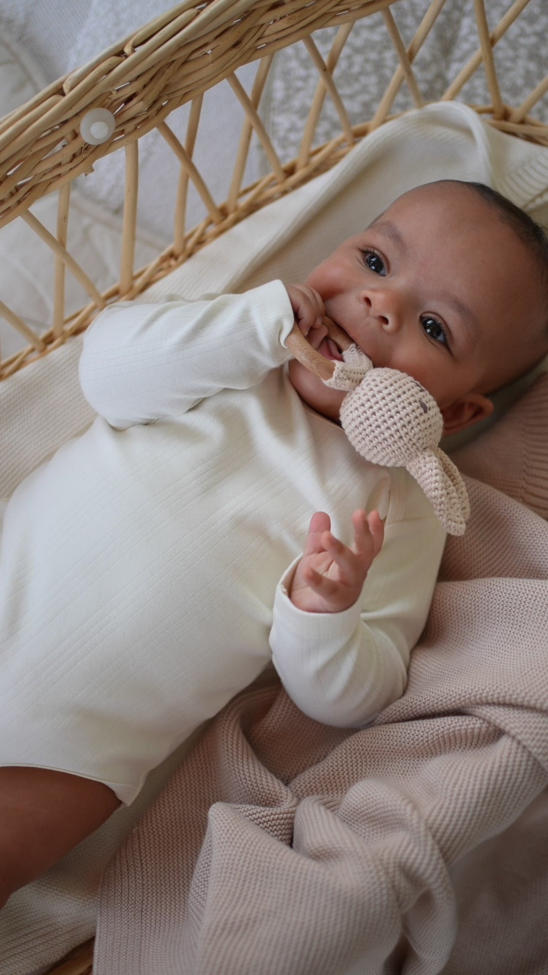 JBØRN Crochet Bunny Rattle Toy