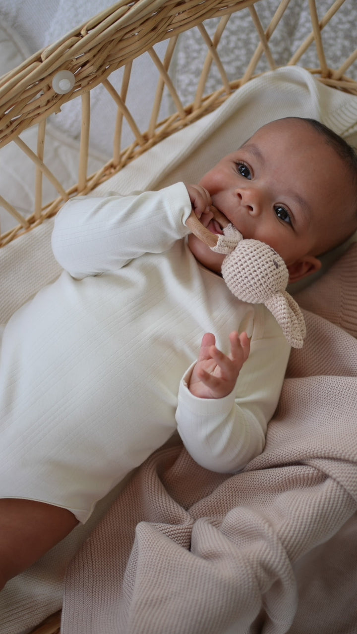 JBØRN Crochet Bunny Rattle Toy