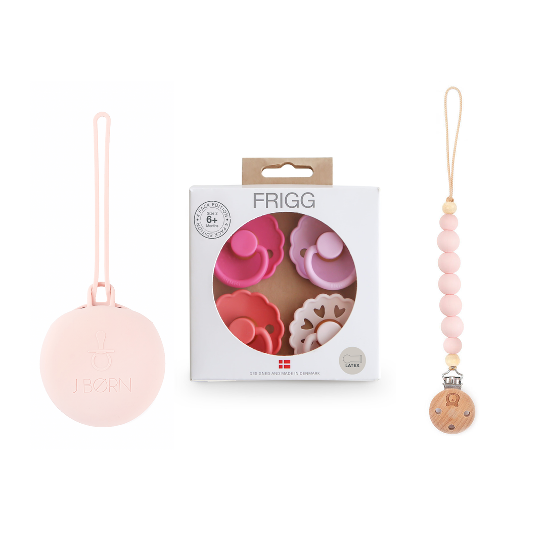 FRIGG Daisy Pack of 4 and 6 Latex Pacifiers(FOR BUNDLES ONLY) Rosy Romance 4 pack - Personalisable Baby Products Sold and Personalised by JustBørn