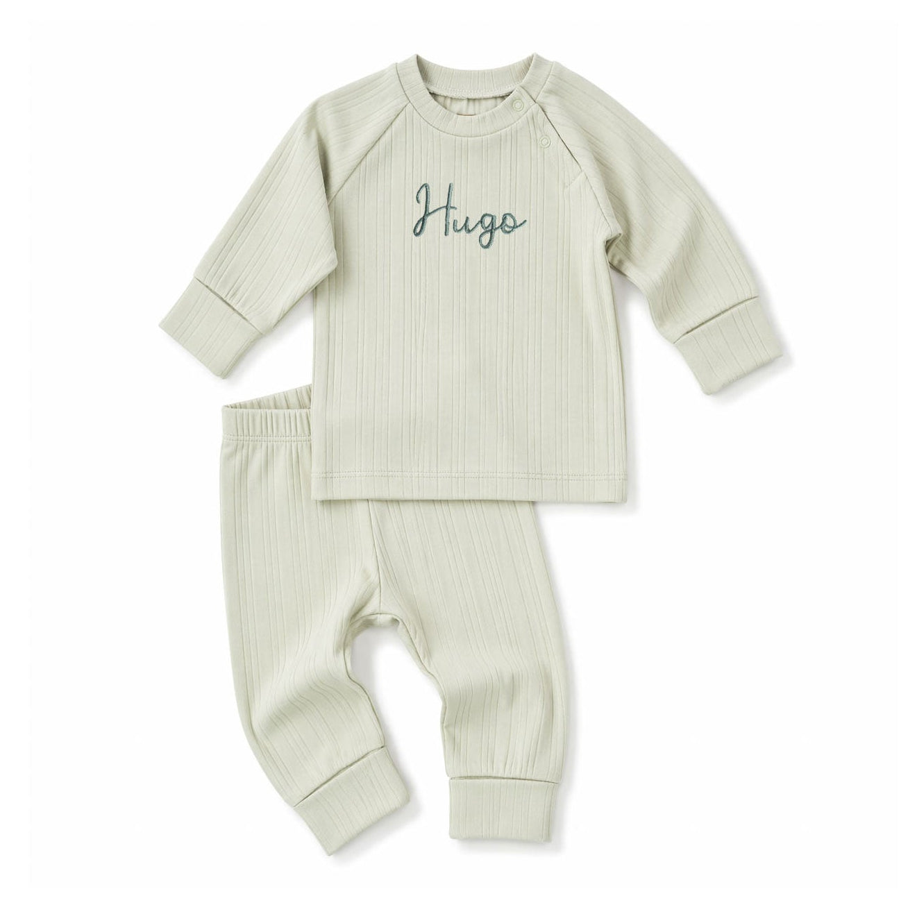 JBØRN Ribbed Bamboo Pyjama Set - Personalisable Baby Products Sold and Personalised by JustBørn