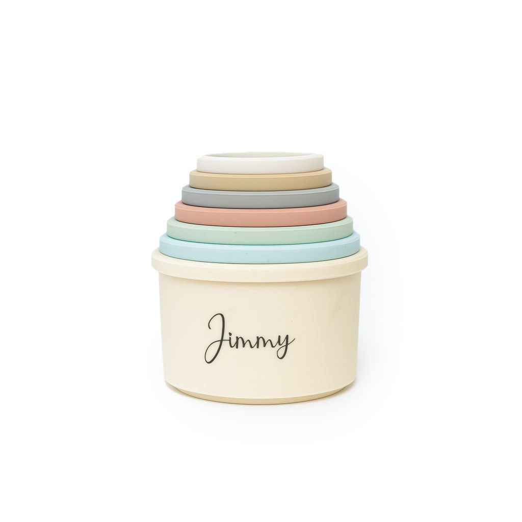 JBØRN Silicone Stacking Tower Cups - Personalisable Baby Products Sold and Personalised by JustBørn