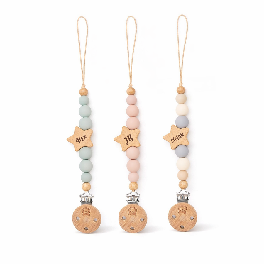 JBØRN Star Pacifier Clip - Personalisable Baby Products Sold and Personalised by JustBørn
