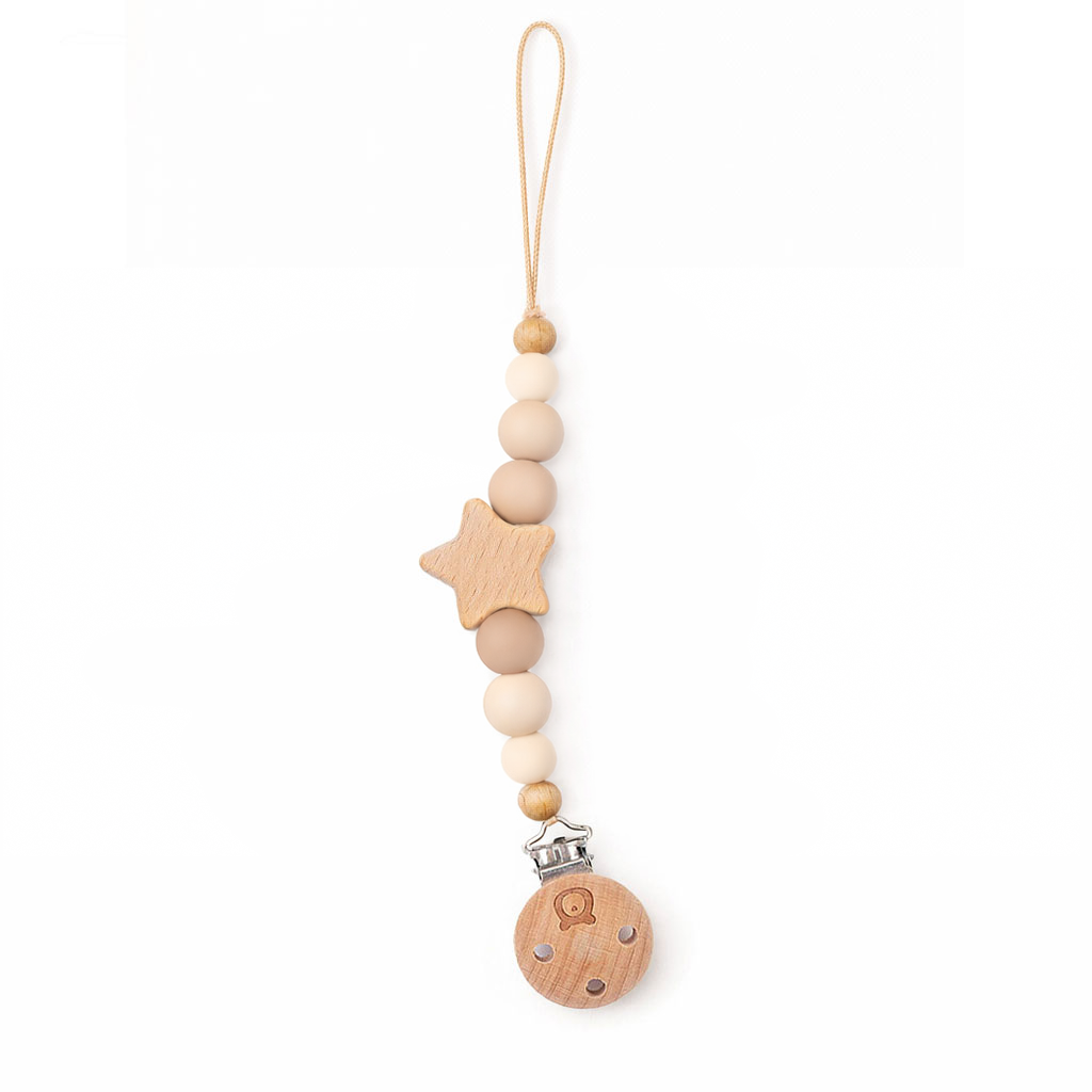 JBØRN Star Pacifier Clip Vanilla & Cream - Personalisable Baby Products Sold and Personalised by JustBørn