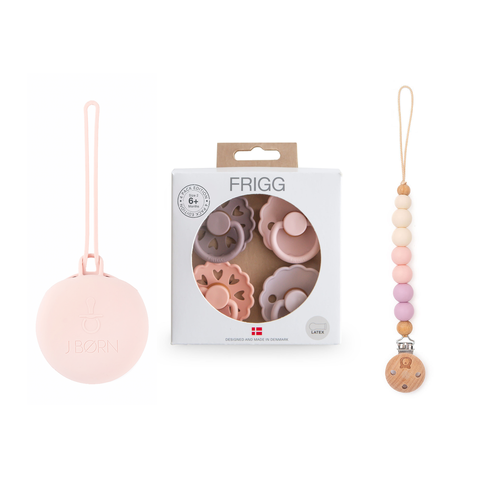 FRIGG Natural Rubber Latex Pacifier Pack of 4 & Personalised Matching Holders Sunset Bliss Size 1 (0-6m) No - Personalisable Baby Products Sold and Personalised by JustBørn
