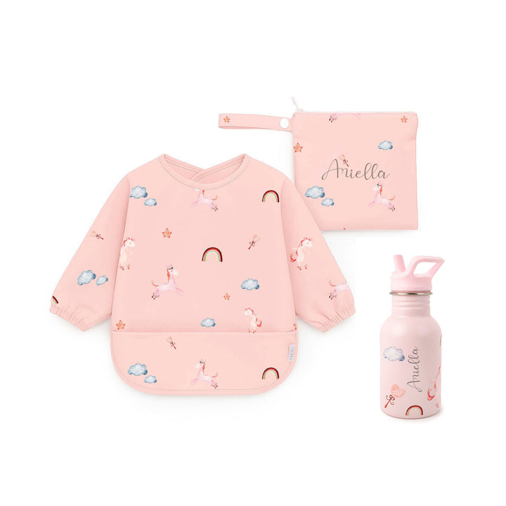JBØRN First Birthday Gift | Personalised Water Bottle & Matching Sleeved Bib - Personalisable Baby Products Sold and Personalised by JustBørn