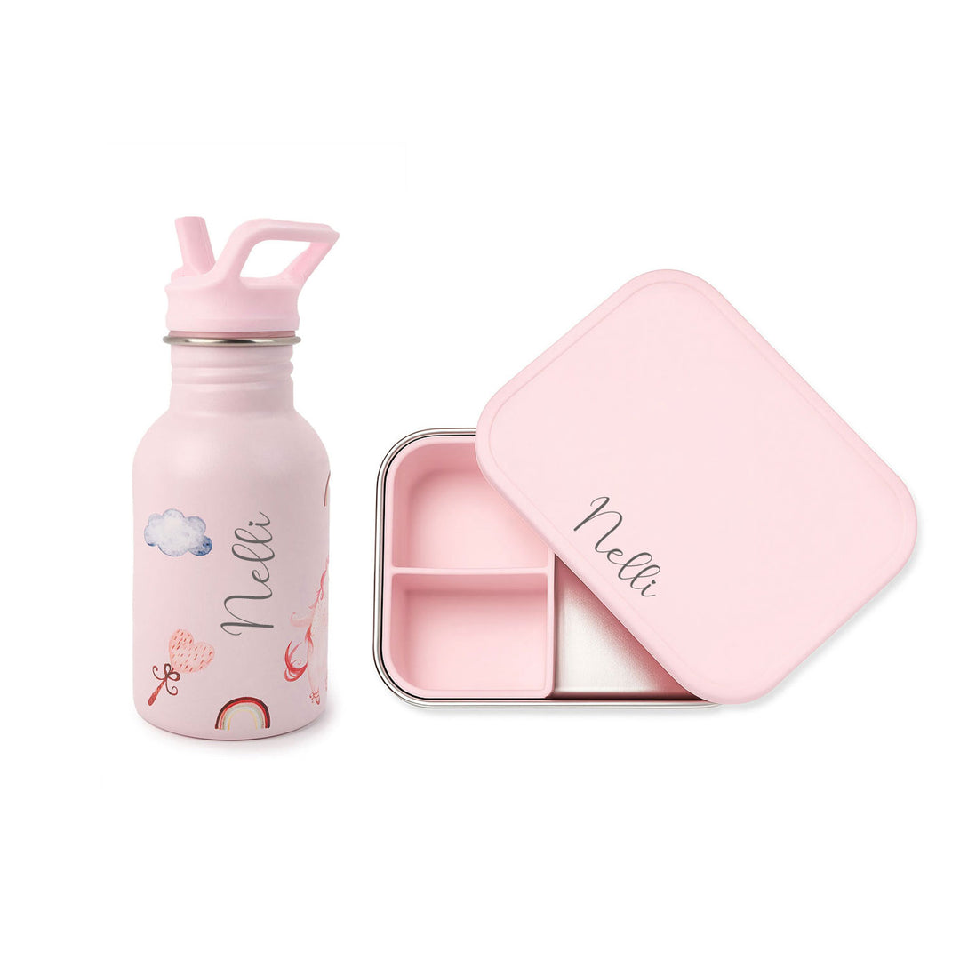 JBØRN Personalised Water Bottle & Lunch Box Set - Personalisable Baby Products Sold and Personalised by JustBørn