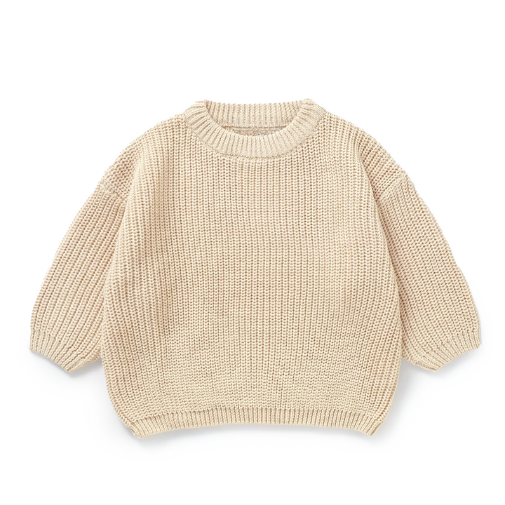JBØRN Organic Cotton Knitted Crew Neck Jumper | 6-12 Months Vanilla Knitted Jumper - Personalisable Baby Products Sold and Personalised by JustBørn