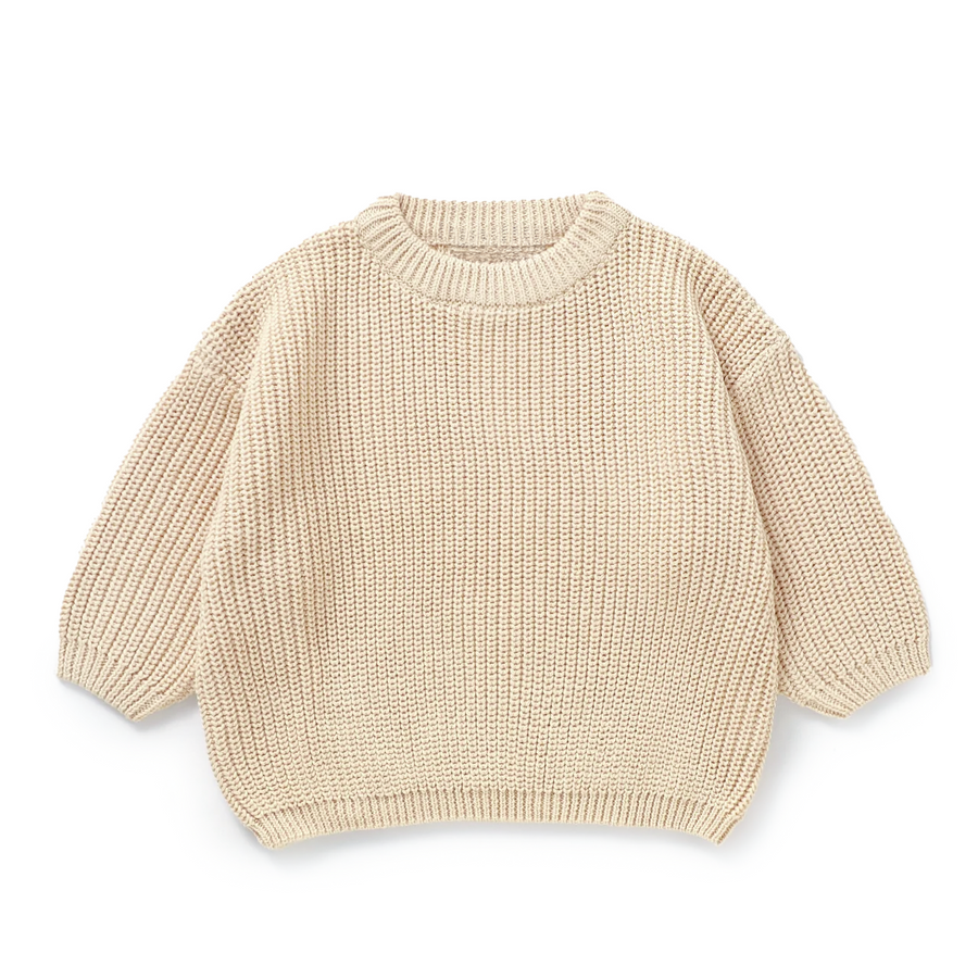JBØRN Organic Cotton Knitted Crew Neck Jumper | 6-12 Months Vanilla Knitted Jumper - Personalisable Baby Products Sold and Personalised by JustBørn