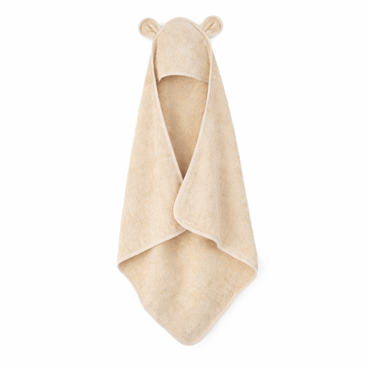 JBØRN Organic Cotton Baby Hooded Towel Vanilla Towel - Personalisable Baby Products Sold and Personalised by JustBørn